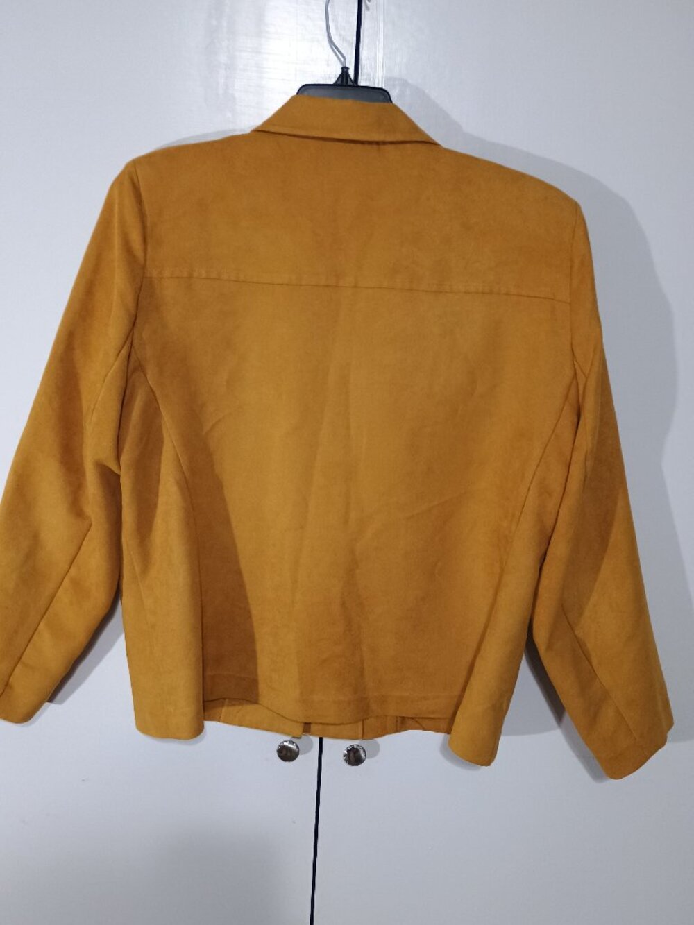 Vinci Clothiers Mustard Faux Suede Button Front Jacket Blazer XL Western Y2K - Picture 3 of 8